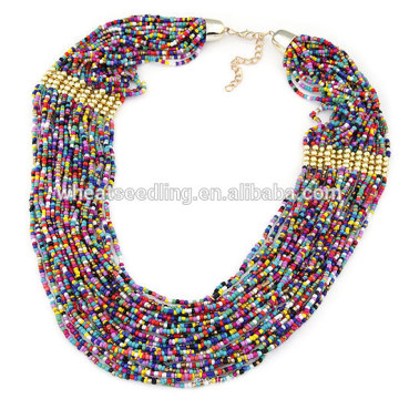 Bohemia ethnic multi layer beads necklace